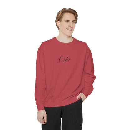 ODEÉ | Signature brand Blk | Unisex Garment-Dyed Sweatshirt  | GSM 322.1 | US