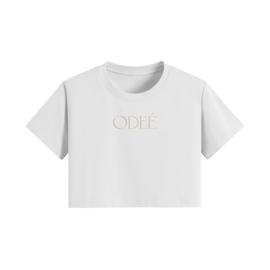 ODEÉ | Hi marble rose Template ( 64) | Women Crop Top Tshirt | 200 GSM